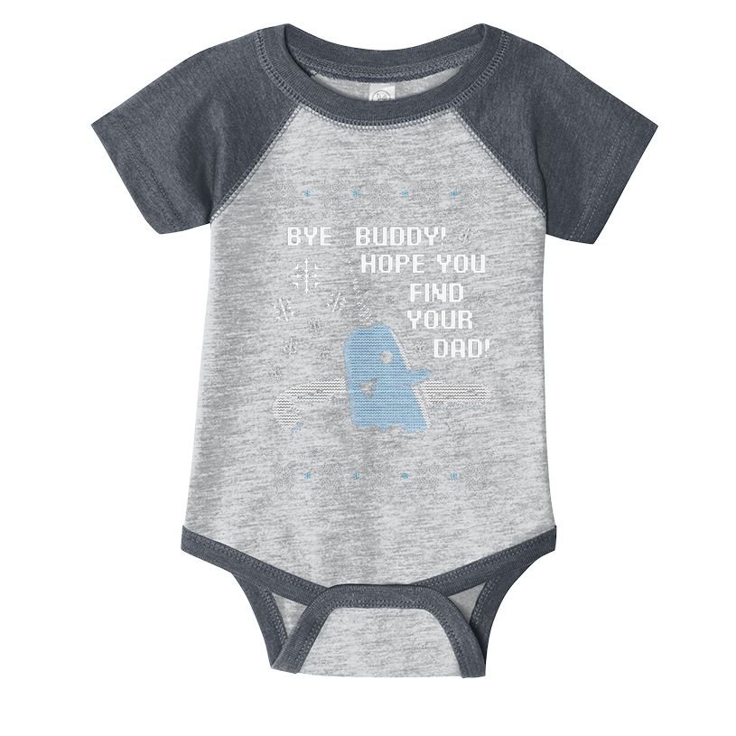 Funny Bye Buddy Christmas  Hope You Find Your Dad Elf Narwhal Infant Baby Jersey Bodysuit