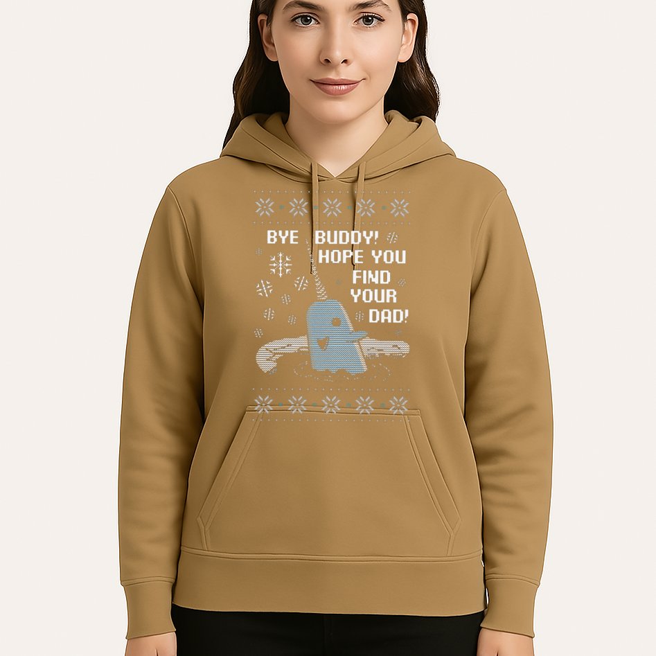 Funny Bye Buddy Christmas  Hope You Find Your Dad Elf Narwhal Hoodie