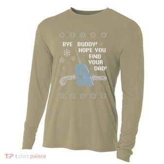 Funny Bye Buddy Christmas  Hope You Find Your Dad Elf Narwhal Cooling Performance Long Sleeve Crew