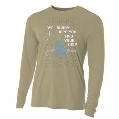 Funny Bye Buddy Christmas  Hope You Find Your Dad Elf Narwhal Cooling Performance Long Sleeve Crew