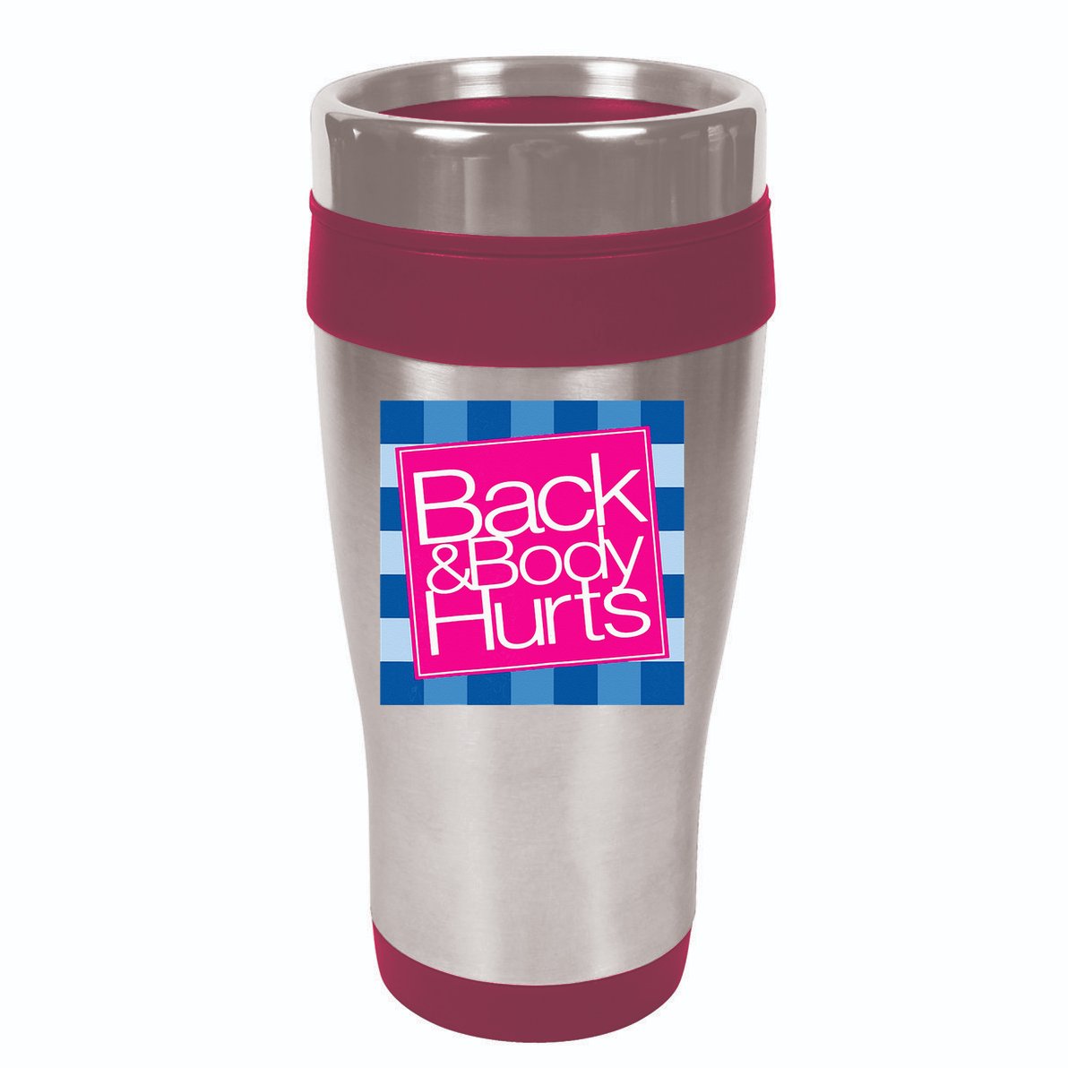 Funny Back Body Hurts Quote Workout Gym Top 16oz Travel Tumbler