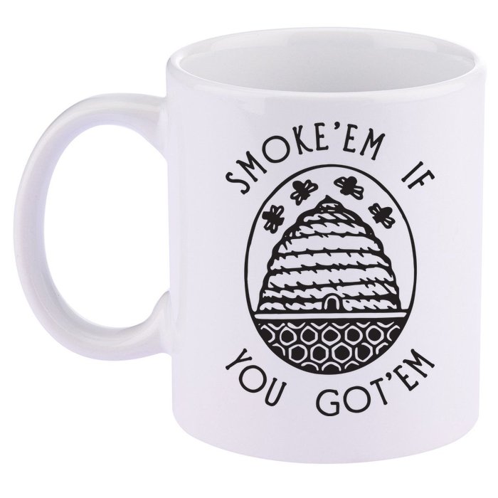 Funny Beekeeping Bee, Smoke Them Honey Bees Tee Gift 11oz C Handle Ceramic Mug