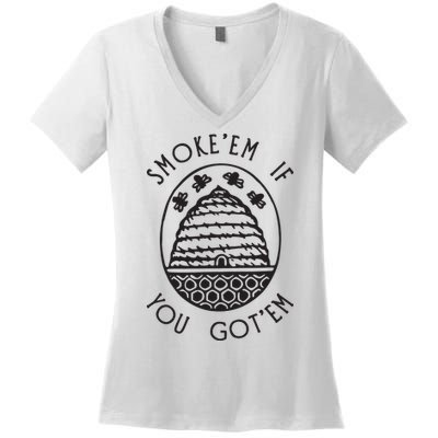 Funny Beekeeping Bee, Smoke Them Honey Bees Tee Gift Women's V-Neck T-Shirt