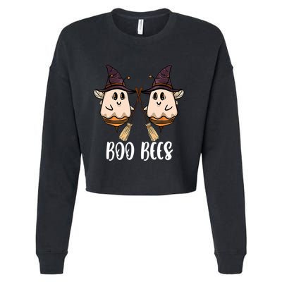 Funny Boo Bees Couples Witch Halloween Costume Ghost Cropped Pullover Crew