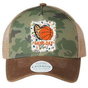 Floral Bleached Basketball Game Day Vibes Basketball Mom Legacy Tie Dye Trucker Hat