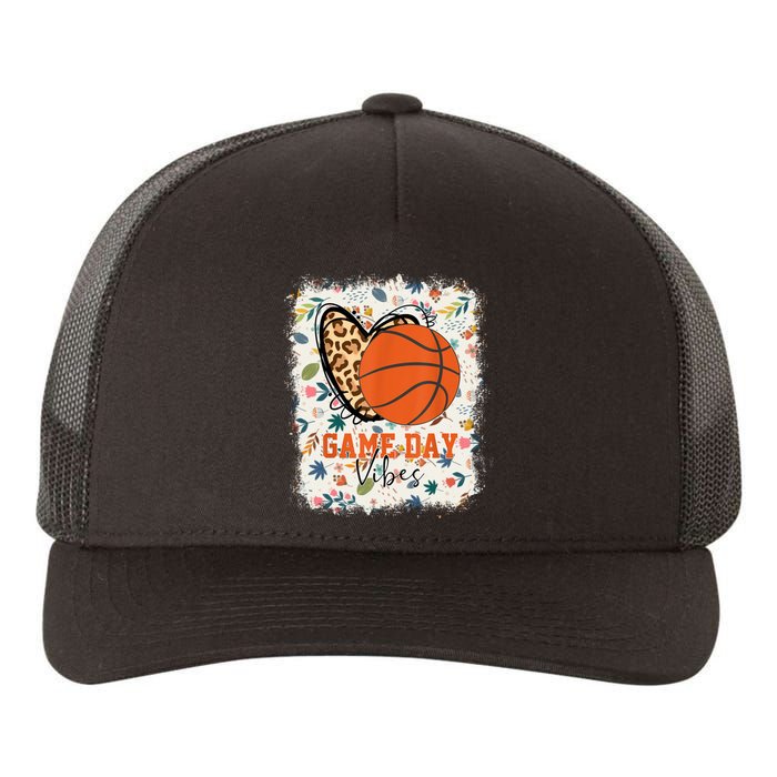 Floral Bleached Basketball Game Day Vibes Basketball Mom Yupoong Adult 5-Panel Trucker Hat