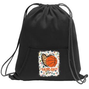 Floral Bleached Basketball Game Day Vibes Basketball Mom Sweatshirt Cinch Pack Bag