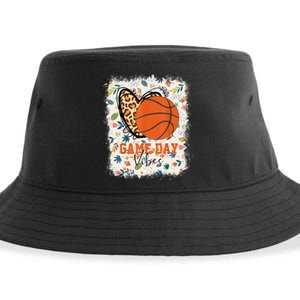 Floral Bleached Basketball Game Day Vibes Basketball Mom Sustainable Bucket Hat