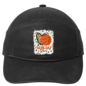 Floral Bleached Basketball Game Day Vibes Basketball Mom 7-Panel Snapback Hat