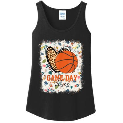 Floral Bleached Basketball Game Day Vibes Basketball Mom Ladies Essential Tank