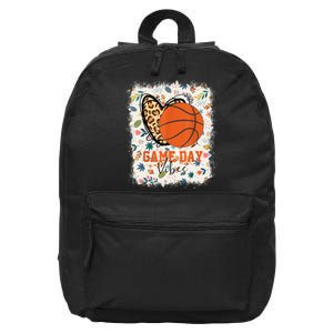 Floral Bleached Basketball Game Day Vibes Basketball Mom 16 in Basic Backpack