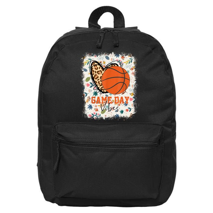 Floral Bleached Basketball Game Day Vibes Basketball Mom 16 in Basic Backpack