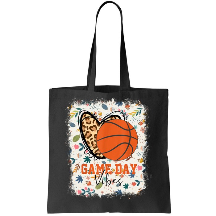 Floral Bleached Basketball Game Day Vibes Basketball Mom Tote Bag