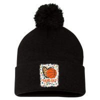 Floral Bleached Basketball Game Day Vibes Basketball Mom Pom Pom 12in Knit Beanie