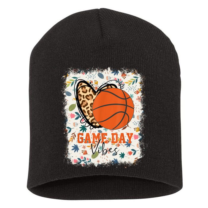 Floral Bleached Basketball Game Day Vibes Basketball Mom Short Acrylic Beanie