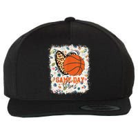 Floral Bleached Basketball Game Day Vibes Basketball Mom Wool Snapback Cap