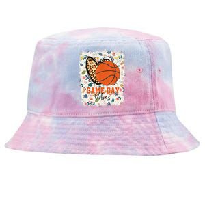 Floral Bleached Basketball Game Day Vibes Basketball Mom Tie-Dyed Bucket Hat