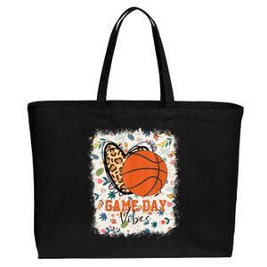 Floral Bleached Basketball Game Day Vibes Basketball Mom Cotton Canvas Jumbo Tote