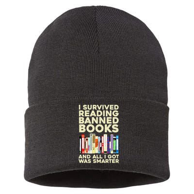 Funny Banned Books Art For  Cool Read Banned Books  Sustainable Knit Beanie