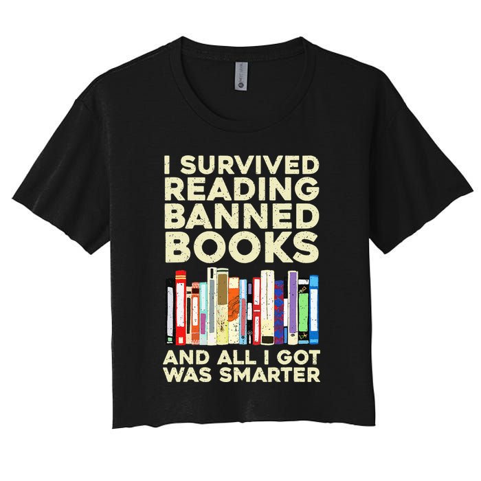 Funny Banned Books Art For  Cool Read Banned Books  Women's Crop Top Tee