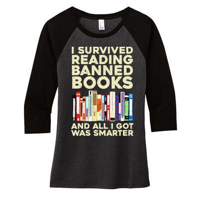 Funny Banned Books Art For  Cool Read Banned Books  Women's Tri-Blend 3/4-Sleeve Raglan Shirt