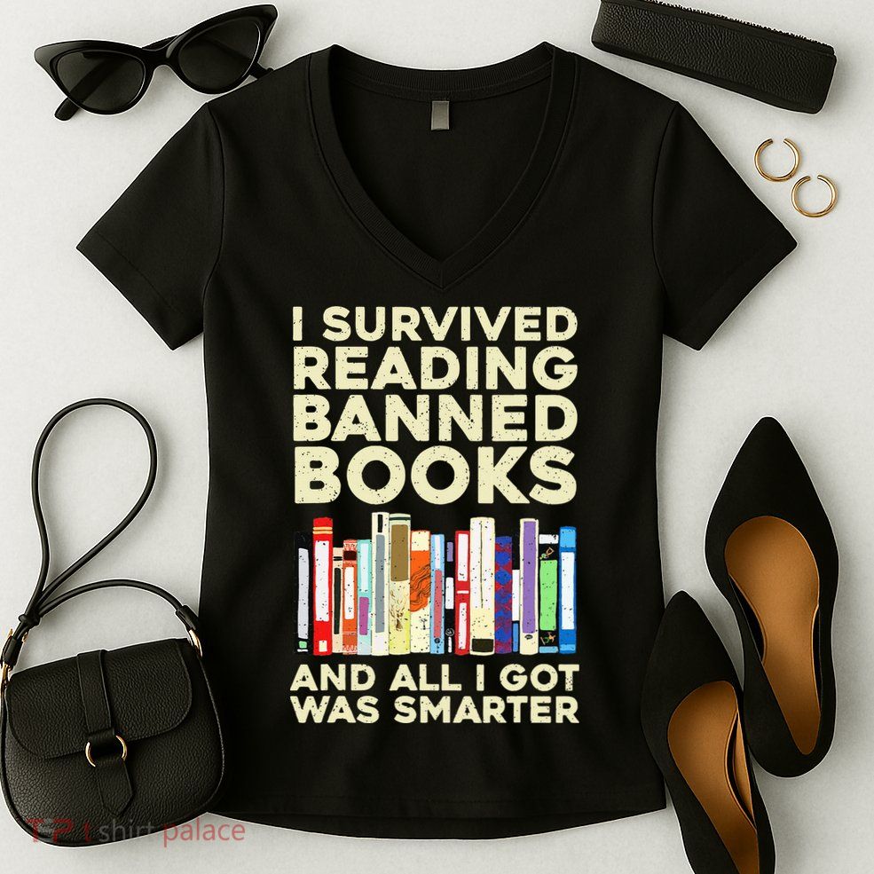 Funny Banned Books Art For  Cool Read Banned Books  Women's V-Neck T-Shirt