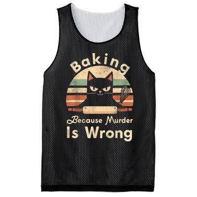 Funny Baking Because Murder Is Wrong Sarcastic Cat Lover Mesh Reversible Basketball Jersey Tank