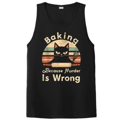 Funny Baking Because Murder Is Wrong Sarcastic Cat Lover PosiCharge Competitor Tank