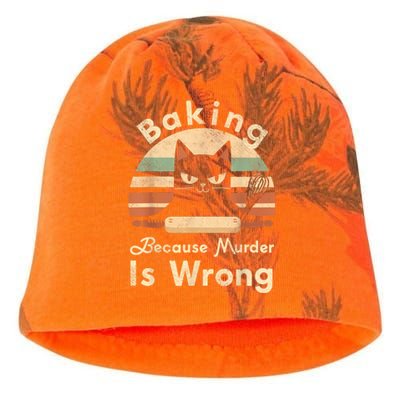 Funny Baking Because Murder Is Wrong Sarcastic Cat Lover Kati - Camo Knit Beanie