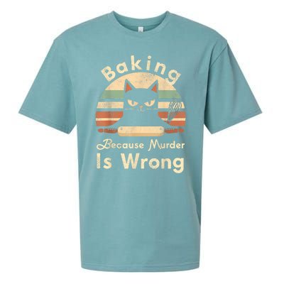 Funny Baking Because Murder Is Wrong Sarcastic Cat Lover Sueded Cloud Jersey T-Shirt