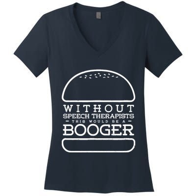 Funny Booger Burger Speech Therapy For Speech Therapist Women's V-Neck T-Shirt