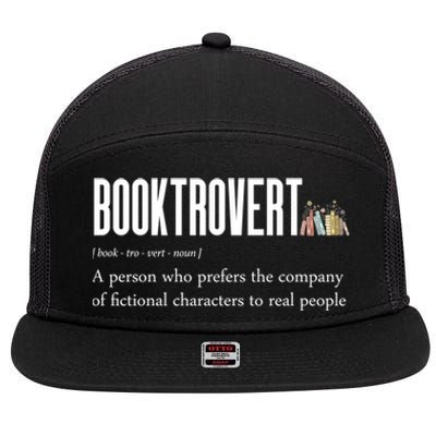 Funny Booktrovert Book Lover Bookish Reading Library Gift 7 Panel Mesh Trucker Snapback Hat