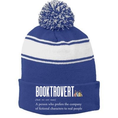 Funny Booktrovert Book Lover Bookish Reading Library Gift Stripe Pom Pom Beanie