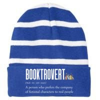 Funny Booktrovert Book Lover Bookish Reading Library Gift Striped Beanie with Solid Band