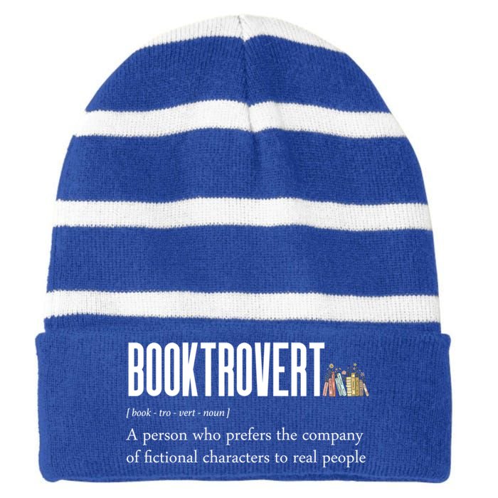 Funny Booktrovert Book Lover Bookish Reading Library Gift Striped Beanie with Solid Band