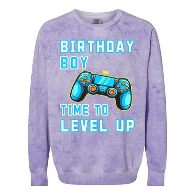 Funny Birthday Boy Time To Level Up Funny Video Game Colorblast Crewneck Sweatshirt