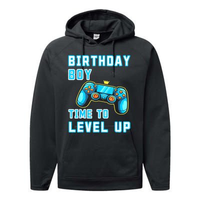 Funny Birthday Boy Time To Level Up Funny Video Game Performance Fleece Hoodie