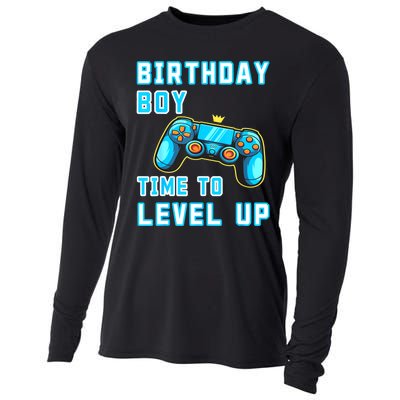 Funny Birthday Boy Time To Level Up Funny Video Game Cooling Performance Long Sleeve Crew