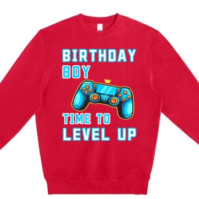 Funny Birthday Boy Time To Level Up Funny Video Game Premium Crewneck Sweatshirt