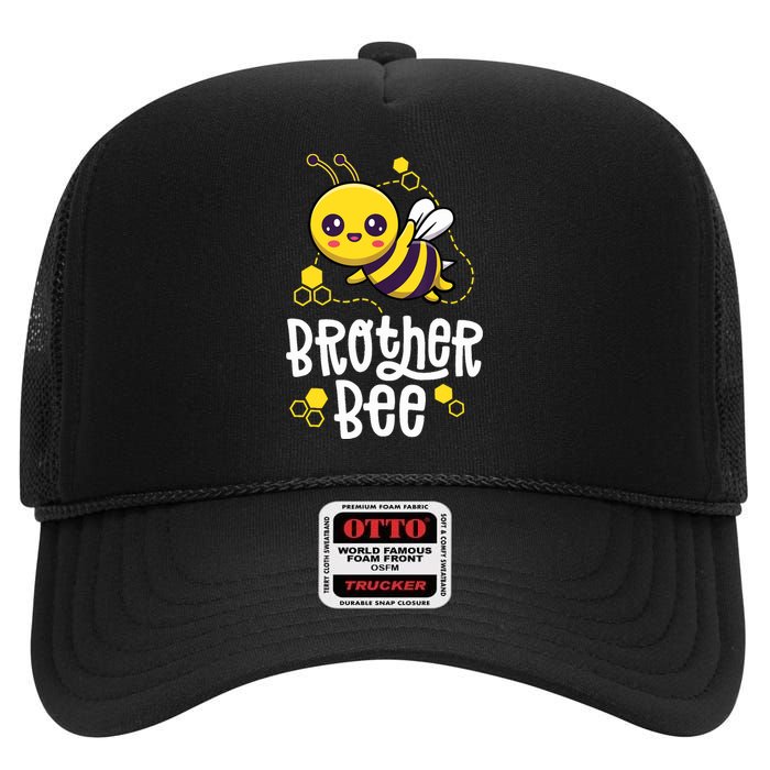 Family Bees Brother Bro First Bee Day Outfit Birthday High Crown Mesh Back Trucker Hat