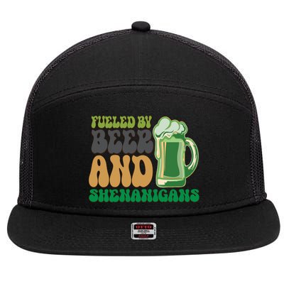 Fueled By Beer And Shenanigans 7 Panel Mesh Trucker Snapback Hat