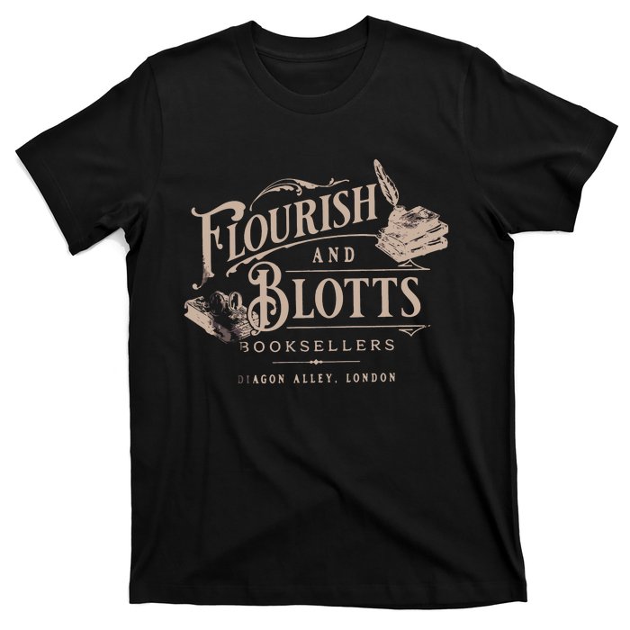 Flourish Blotts Bookish HP Fan Potter T-Shirt