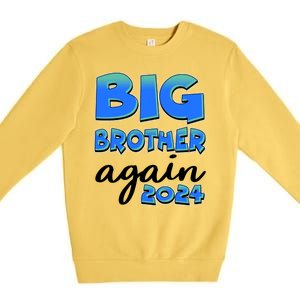 Funny Big Brother Again 2024 New Baby Sibling Premium Crewneck Sweatshirt