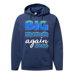 Funny Big Brother Again 2024 New Baby Sibling Performance Fleece Hoodie