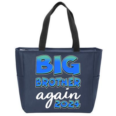 Funny Big Brother Again 2024 New Baby Sibling Zip Tote Bag