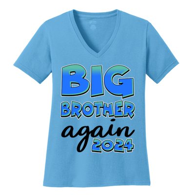 Funny Big Brother Again 2024 New Baby Sibling Women's V-Neck T-Shirt