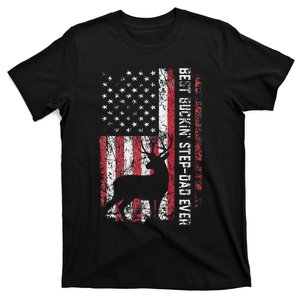 Flag Best Buckin Step Dad Ever Deer Hunting Fathers Day T-Shirt