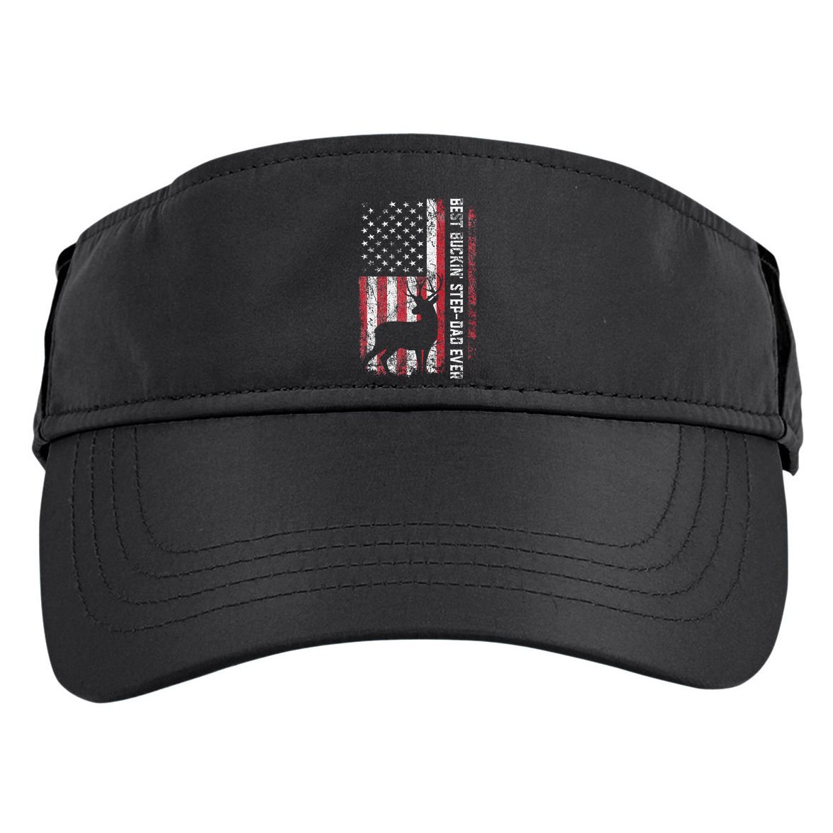 Flag Best Buckin Step Dad Ever Deer Hunting Fathers Day Adult Drive Performance Visor