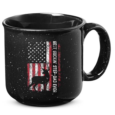 Flag Best Buckin Step Dad Ever Deer Hunting Fathers Day 15oz Campfire Ceramic Mug