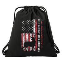 Flag Best Buckin Step Dad Ever Deer Hunting Fathers Day Drawstring Bag